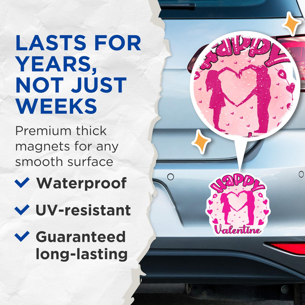 (2 Pack) Valentine Couple Magnets - Romantic Heart Decor - Sweet Love Appliance Art - 5 Inches On Longest Side - Thick Durable Magnet - Made in USA - MAG21633