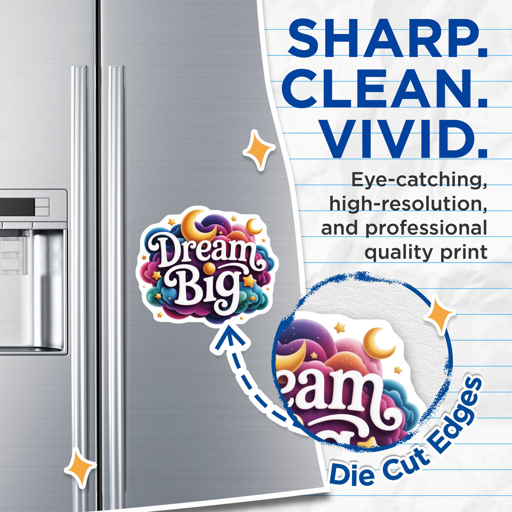 (2 Pack) Dream Big Magnets - Inspirational Celestial Decor - Motivational Affirmation Quote - Kids Room Office Studio - 5 Inches On Longest Side - Thick Durable Magnet - Made in USA - MAG38801