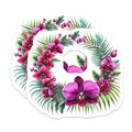 (2 Pack) Elegant Purple Orchid Magnets - Tropical Floral Wreath Decoration - Exotic Botanical Refrigerator Accents - 5 Inches On Longest Side - Thick Durable Magnet - Made in USA - MAG22620