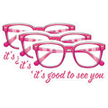 (3 Pack) Pink Glasses Decals - Its Good to See You Stickers - Laptop Decal - 3 Inches On Longest Side - Easy Peel & Apply - Made in USA - 3MCS6851