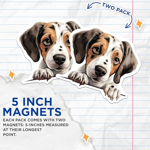 (2 Pack) Adorable Animal Fridge Decor Magnet - Pet Lover Kitchen Accessories - 5" On Longest Side - Sticks to Smooth Flat Surfaces - Made in USA - MAG10251