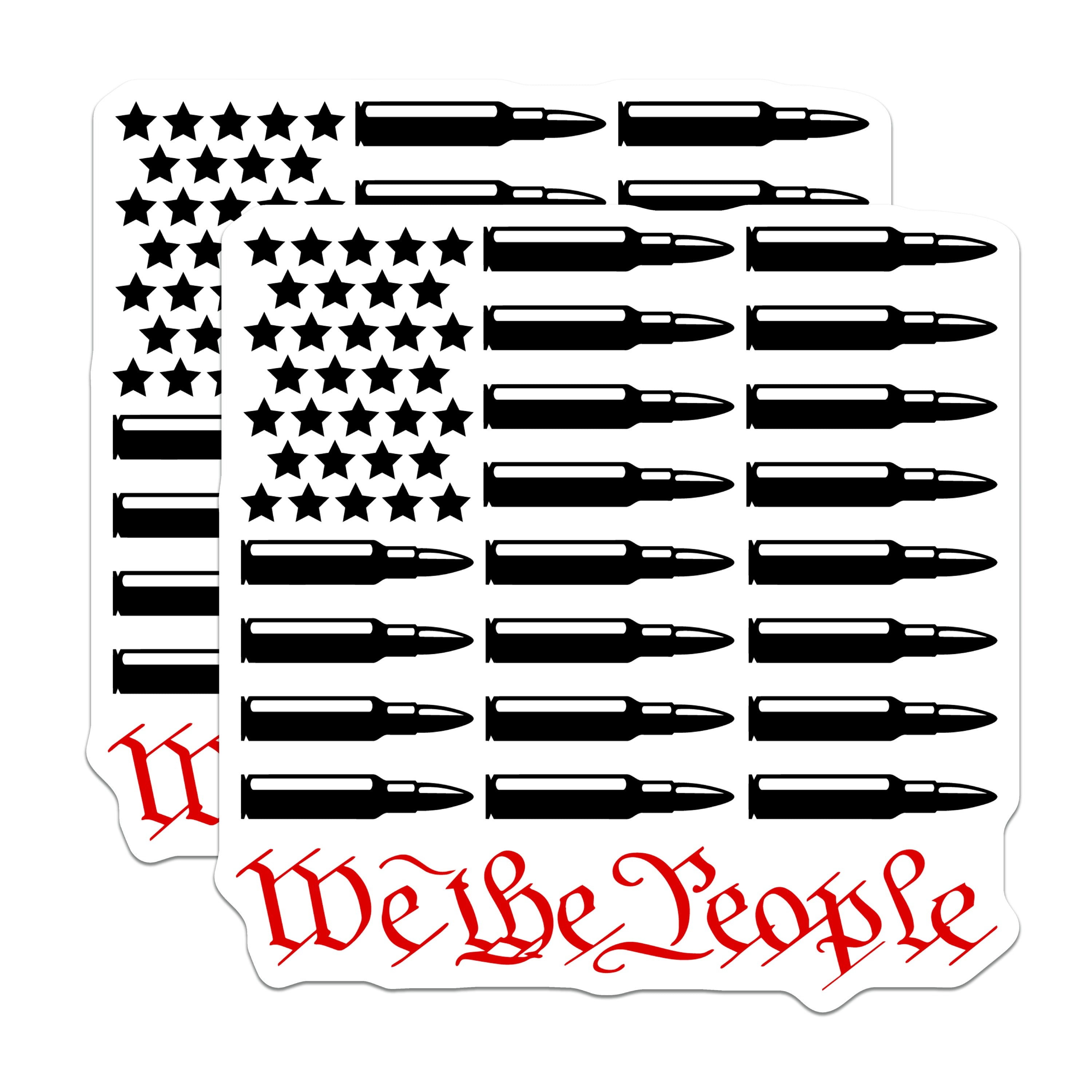 (2 Pack) We the People Magnets - Patriotic Bullet Flag - Second Amendment Freedom - USA Constitution Pride Decals - 5 Inches On Longest Side - Thick Durable Magnet - Made in USA - MAG38330