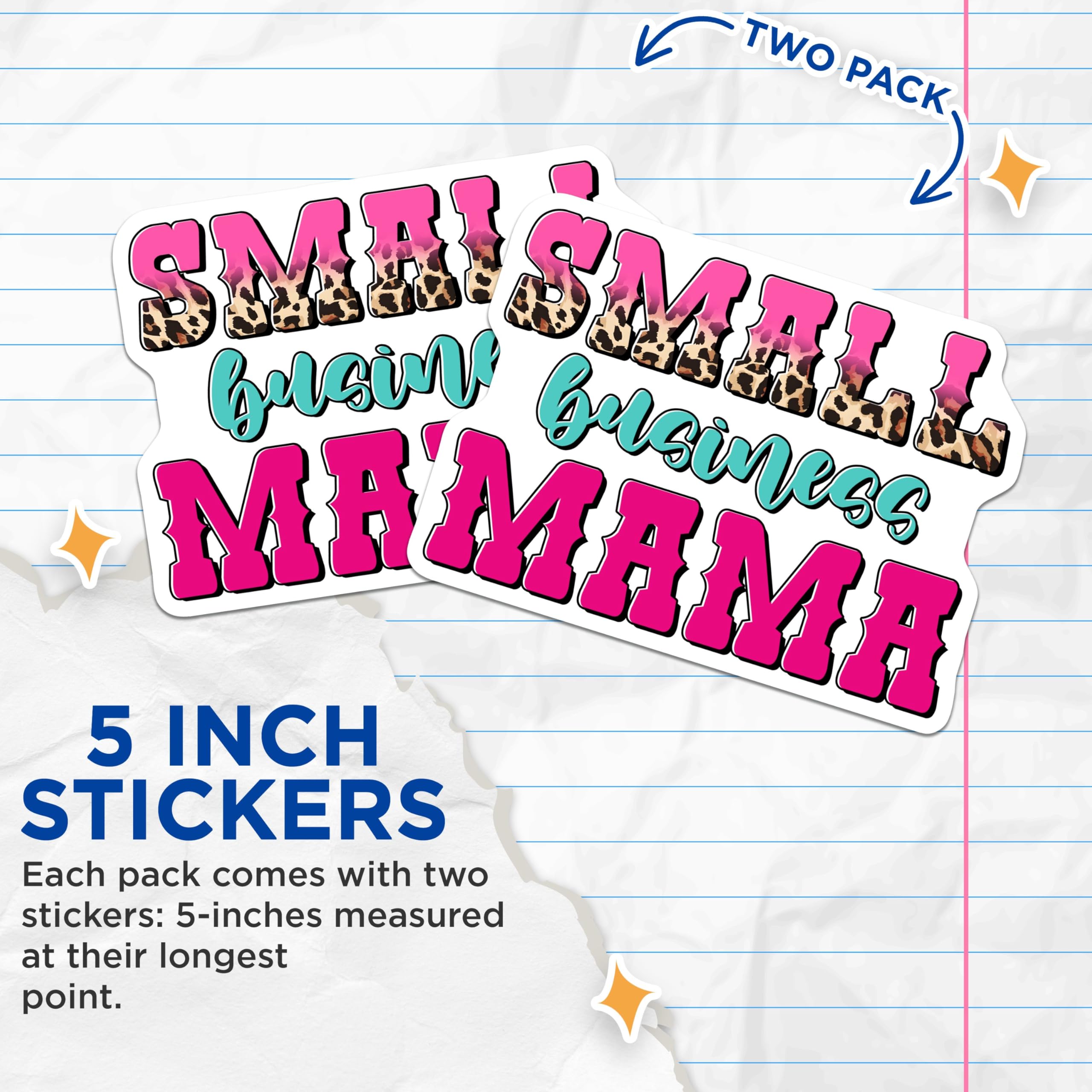 (2 Pack) Small Business Mama Stickers - Entrepreneur Decals - Mom Boss Labels - 5" On Longest Side - Sticks to Smooth Flat Surfaces - Made in USA - BMCS8457