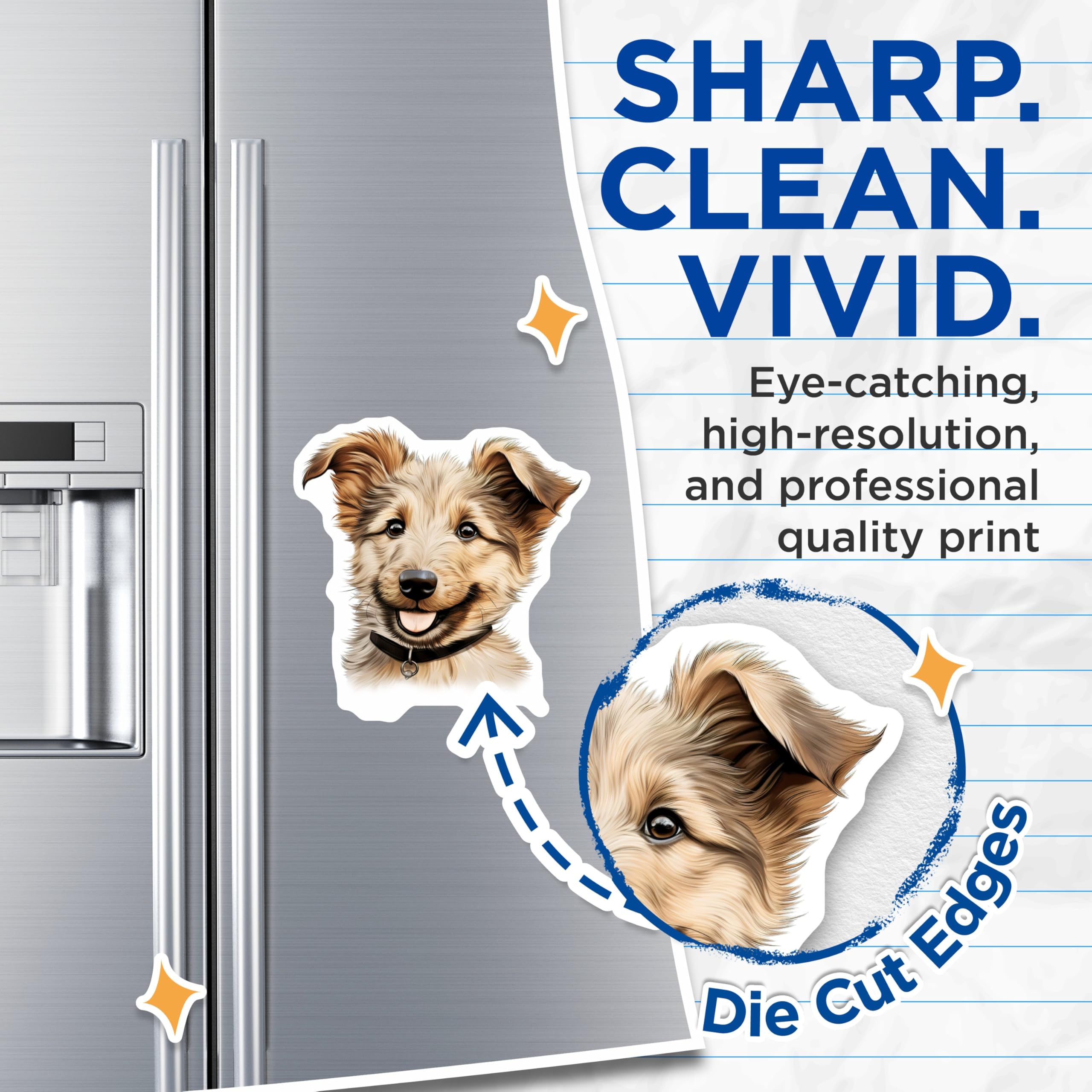 (2 Pack) Cute Puppy Dog Magnets - Pet Lover Fridge Accessory - Adorable Animal Decor - 5 Inches On Longest Side - Thick Durable Magnet - Made in USA - MAG29375
