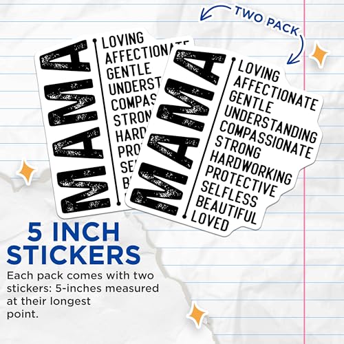 (2 Pack) Mama Stickers - Inspirational Quotes - Motherhood Affirmations - Heartfelt Messages - Motivational Stickers - 5" On Longest Side - Sticks to Smooth Flat Surfaces - Made in USA - BMCS7247