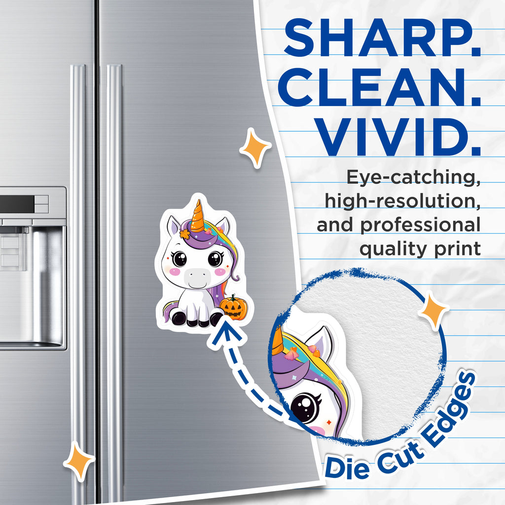 (2 Pack) Cute Halloween Unicorn Magnets - Autumn Fall Pumpkin Decor - Kawaii Fantasy Fridge Locker Accessory - 5 Inches On Longest Side - Thick Durable Magnet - Made in USA - MAG37777