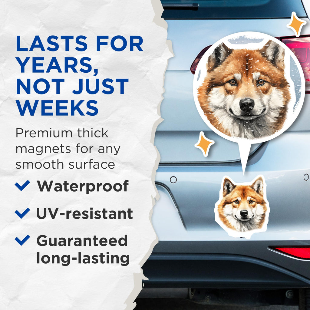 (2 Pack) Shiba Inu Dog Magnets - Cute Dog Face - Pet Owner Decor - Fridge Magnets - Dog Mom - 5 Inches On Longest Side - Thick Durable Magnet - Made in USA - MAG26044