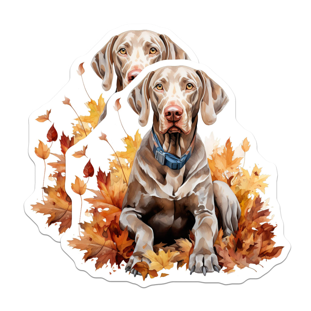 (2 Pack) Weimaraner Dog Magnets - Autumn Fall Decor - Dog Lover Kitchen Accessories - 5 Inches On Longest Side - Thick Durable Magnet - Made in USA - MAG28952