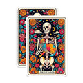 (2 Pack) Cat Lover Stickers - Skeleton with Cat Stickers - Floral Skeleton Art Stickers - 5" On Longest Side - Sticks to Smooth Flat Surfaces - Made in USA - BMCS4641
