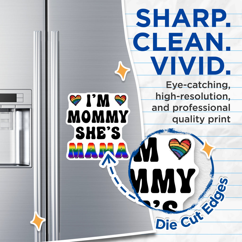 (2 Pack) Two Moms Rainbow Magnets - Lesbian Family - Pride Motherhood Fridge Decor - 5 Inches On Longest Side - Thick Durable Magnet - Made in USA - MAG39712