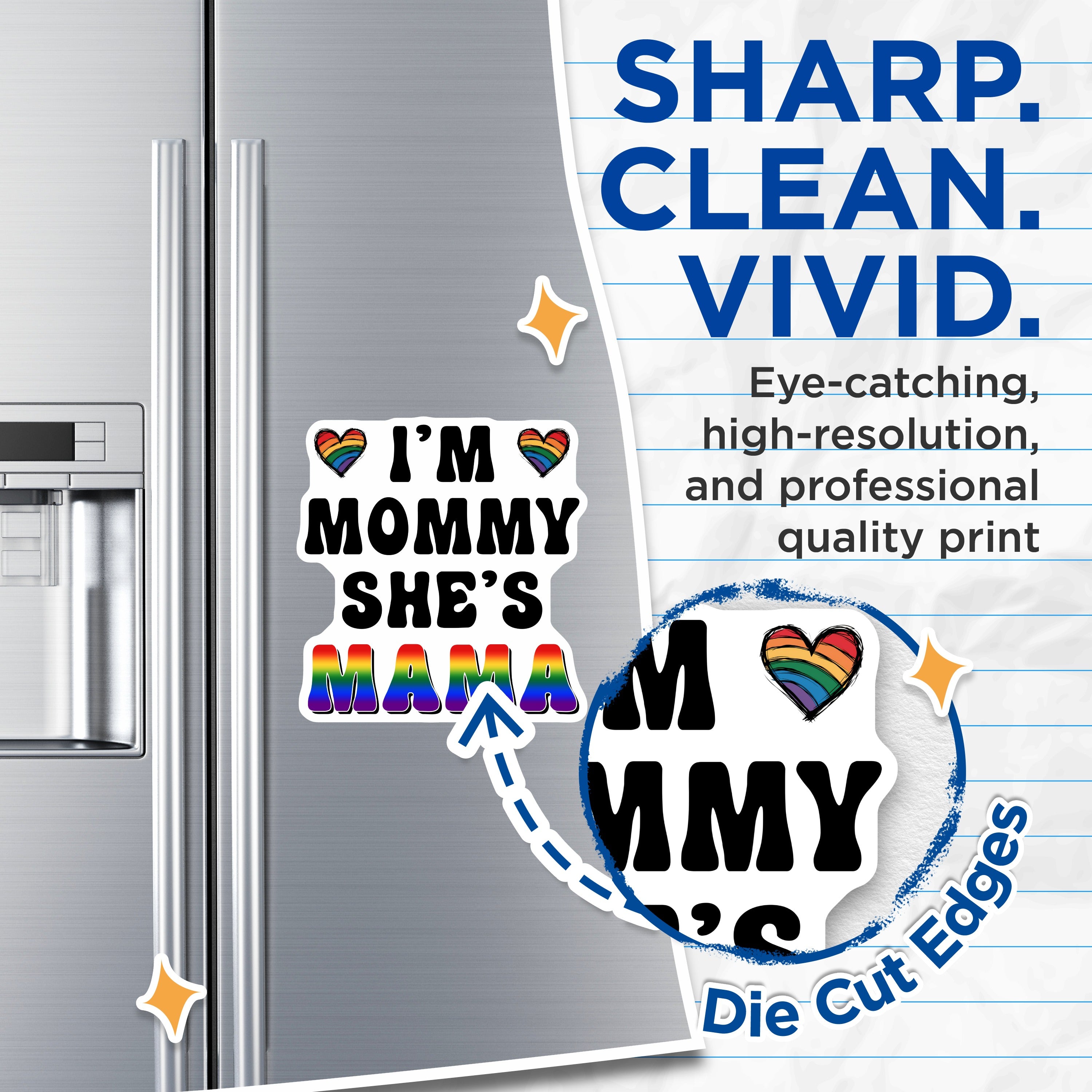 (2 Pack) Two Moms Rainbow Magnets - Lesbian Family - Pride Motherhood Fridge Decor - 5 Inches On Longest Side - Thick Durable Magnet - Made in USA - MAG39712