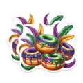(2 Pack) Mardi Gras Donut Magnets - Fat Tuesday Carnival Decor - New Orleans Party Art - Festive Fridge - 5 Inches On Longest Side - Thick Durable Magnet - Made in USA - MAG38176