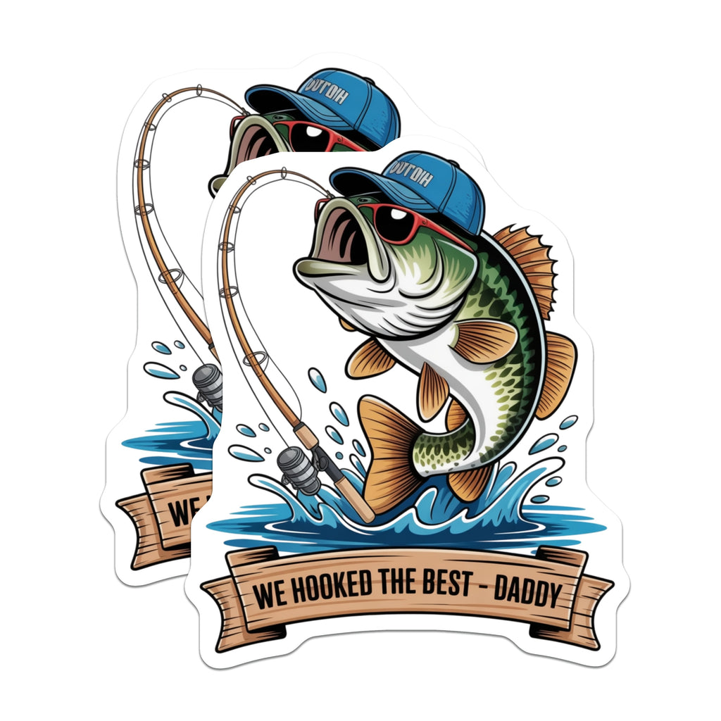 (2 Pack) We Hooked The Best Daddy Magnets - Funny Fishing Dad Decor - Father's Day Angler - 5 Inches On Longest Side - Thick Durable Magnet - Made in USA - MAG38851