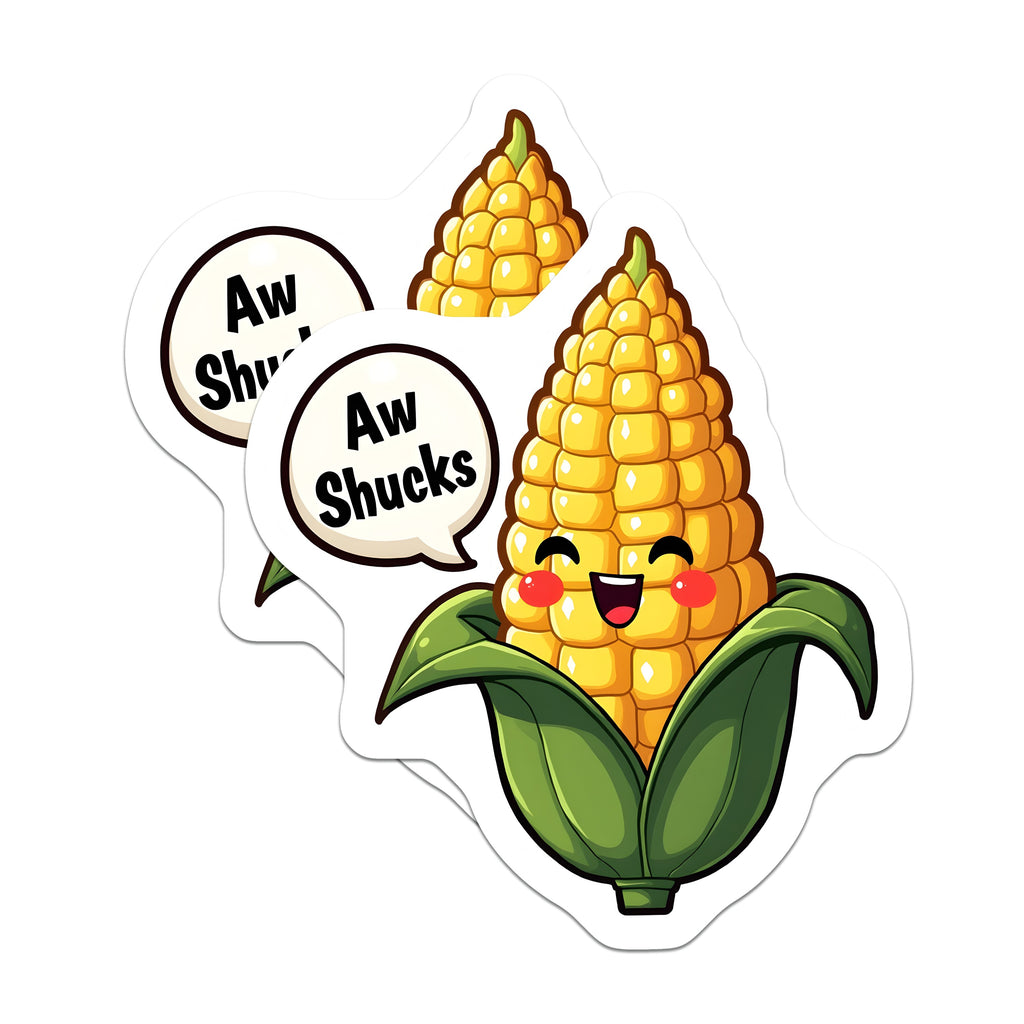 (2 Pack) Aw Shucks Corn Magnets - Kawaii Kitchen Decor - Punny Foodie Refrigerator Accessory - Funny Fridge Magnet - Cute Corn Art - 5" - Thick Durable Magnet - Made in USA - MAG39487