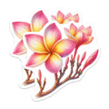 (2 Pack) Plumeria Flowers Magnets - Pink Yellow Tropical Bloom Art - Aesthetic Hawaiian Fridge Magnets - Aloha Flower Decor - 5 Inches On Longest Side - Thick Durable Magnet - Made in USA - MAG22893