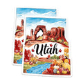 (2 Pack) Utah Landscape Stickers - State Souvenir - Scenic Travel Decal - 5" On Longest Side - Sticks to Smooth Flat Surfaces - Made in USA - BMCS6309