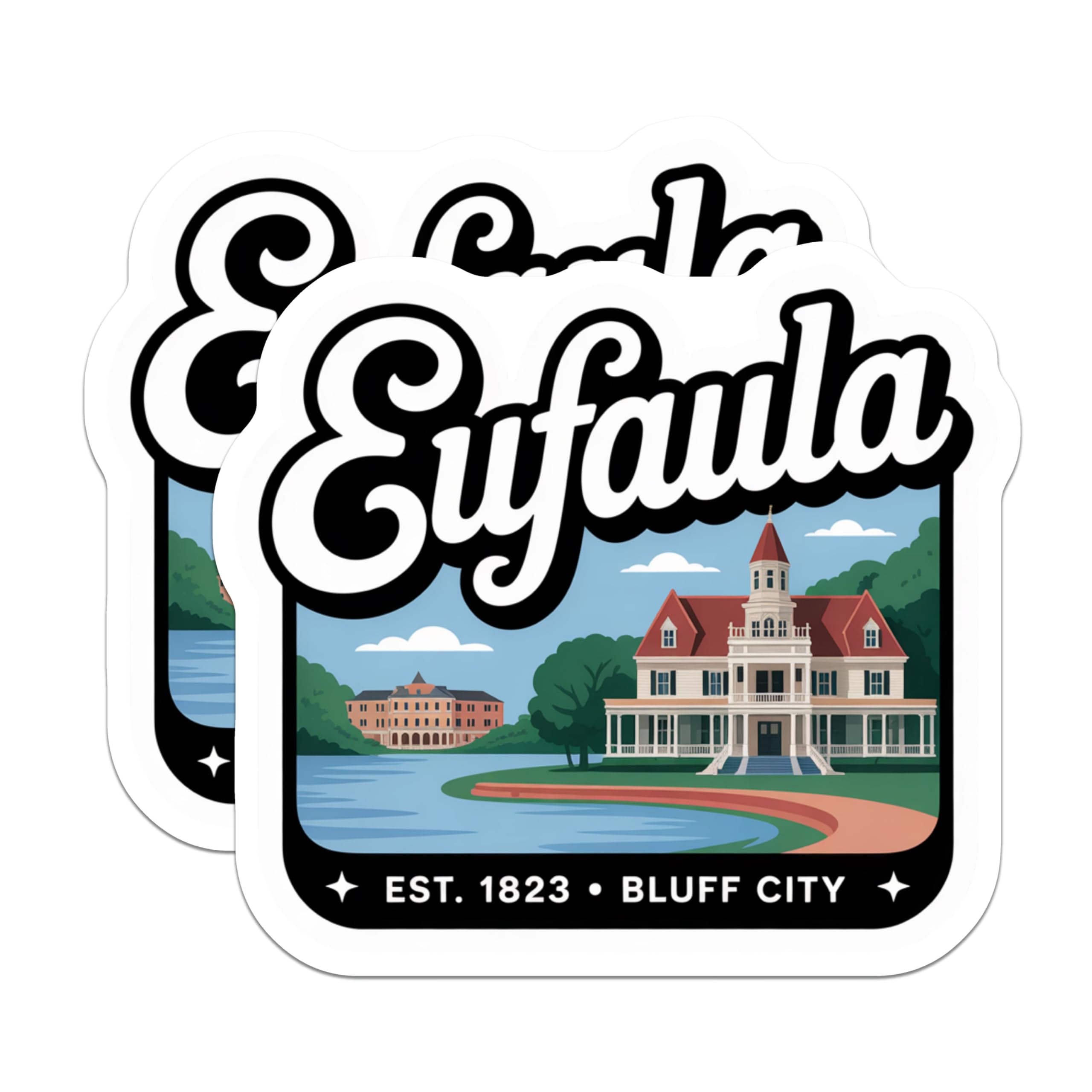 (2 Pack) Eufaula Alabama Magnets - Historic Landmarks - Bluff City Souvenir - 5" On Longest Side - Premium Magnet - for Cars, Refrigerators, Toolboxes, Lockers - Made in USA - MAG18765