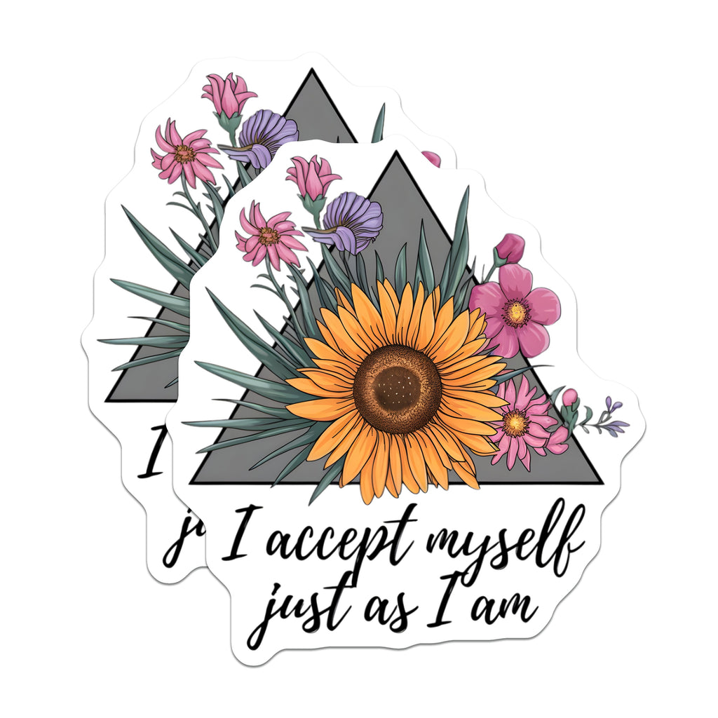 (2 Pack) Self Acceptance Affirmation Magnets - Sunflower Floral Quote - Mental Wellness Decor for Women - 5 Inches On Longest Side - Thick Durable Magnet - Made in USA - MAG39786