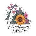 (2 Pack) Self Acceptance Affirmation Magnets - Sunflower Floral Quote - Mental Wellness Decor for Women - 5 Inches On Longest Side - Thick Durable Magnet - Made in USA - MAG39786