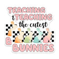 (2 Pack) Teaching The Cutest Bunnies Stickers - Bunny Teacher Decor - Classroom Supplies for Teachers - 5" On Longest Side - Sticks to Smooth Flat Surfaces - Made in USA - BMCS8147
