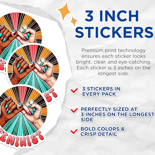 (3 Pack) Feminist Decals - Pinky Promise Art - Empowering Women Decals - 3 Inches On Longest Side - Easy Peel & Apply - Made in USA - 3MCS7113