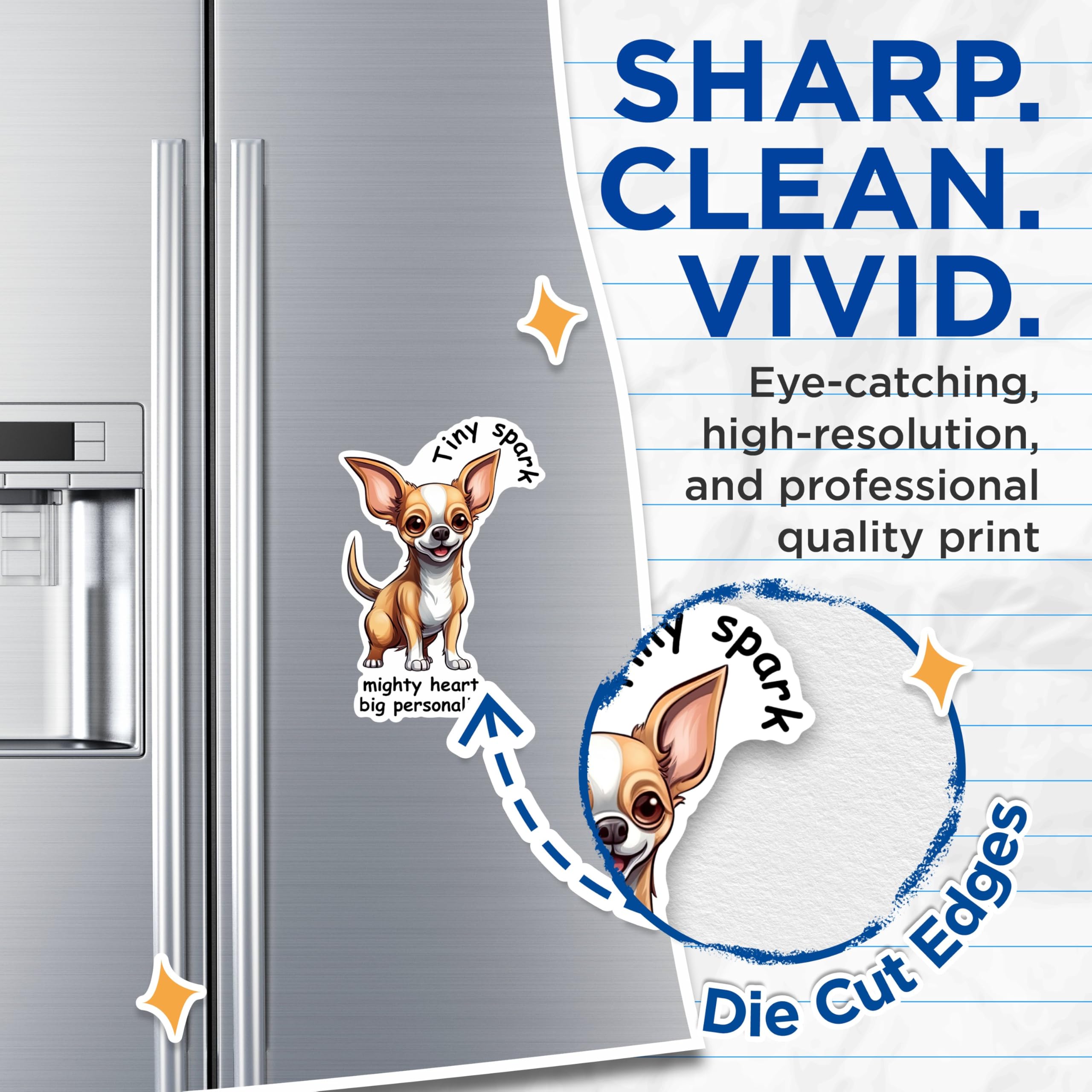 (2 Packs) Chihuahua Dog Breed Magnets - Tiny Spark Might Heart Big Personality Magnets - 5 Inches On Longest Side - Premium Magnet - for Fridges, Toolboxes, Cars - Made in USA - MAG2387