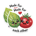 (2 Pack) Kawaii Basil Tomato Magnets - Made for Each Other Foodie Magnet - Cute Kitchen Decor Couple Gift - 5 Inches On Longest Side - Thick Durable Magnet - Made in USA - MAG37421