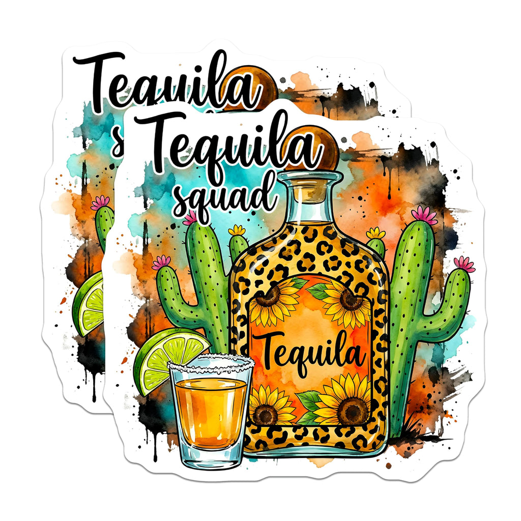 (2 Pack) Tequila Squad Magnets - Leopard Print Tequila Bottle - Sunflowers Cacti Home Bar Decor - Margarita Lover Fun - 5 Inches On Longest Side - Thick Durable Magnet - Made in USA - MAG27270