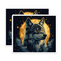 (2 Pack) Mystical Wolf Moon Magnets - Spirit Animal Decor - Celestial Wildlife Fridge Accent - 5 Inches On Longest Side - Thick Durable Magnet - Made in USA - MAG37873
