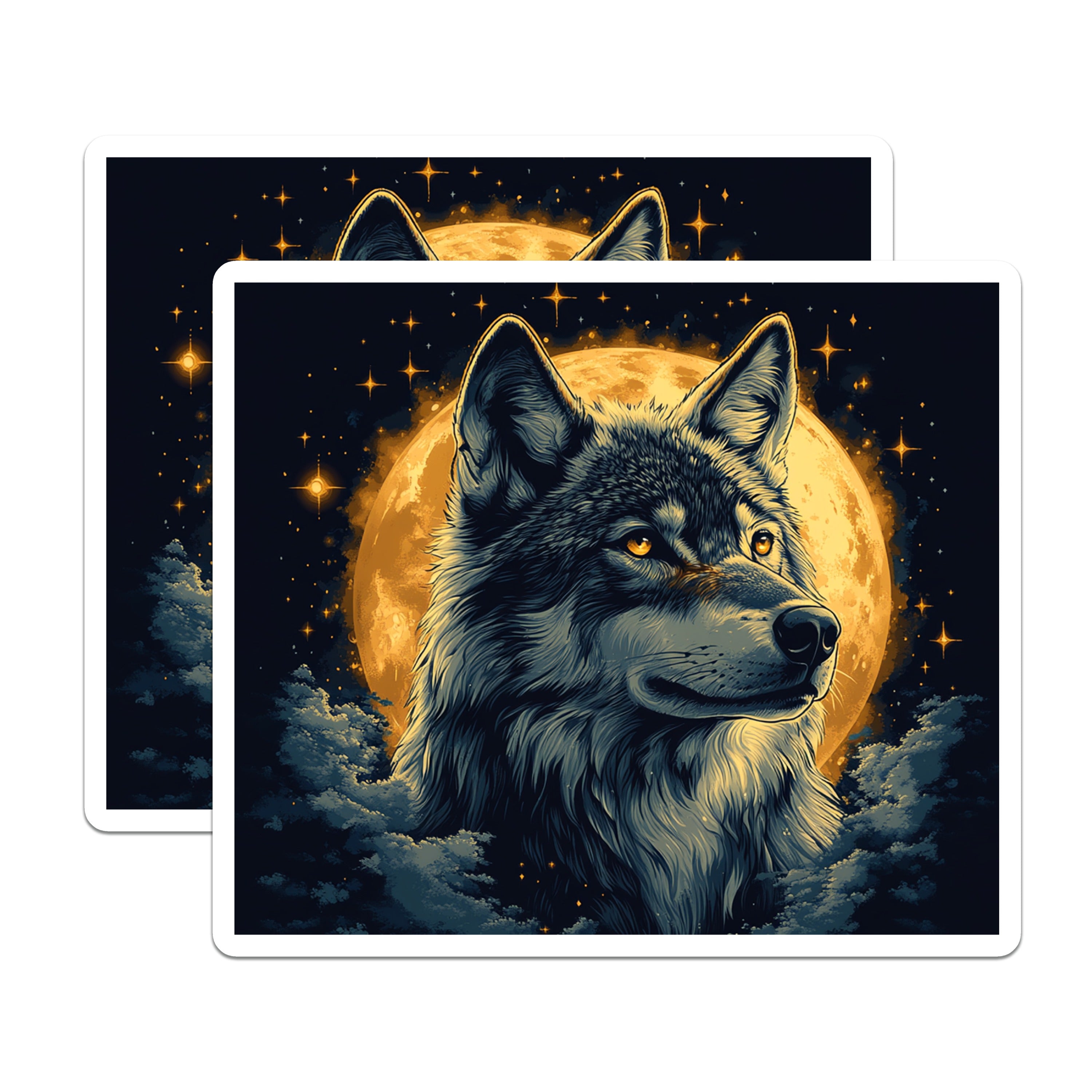 (2 Pack) Mystical Wolf Moon Magnets - Spirit Animal Decor - Celestial Wildlife Fridge Accent - 5 Inches On Longest Side - Thick Durable Magnet - Made in USA - MAG37873