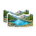 (2 Pack) Mountain Lake Magnets - Nature Landscape Refrigerator Decor - Scenic Lake View - Outdoorsy Home Adornment - 5 Inches On Longest Side - Thick Durable Magnet - Made in USA - MAG36951