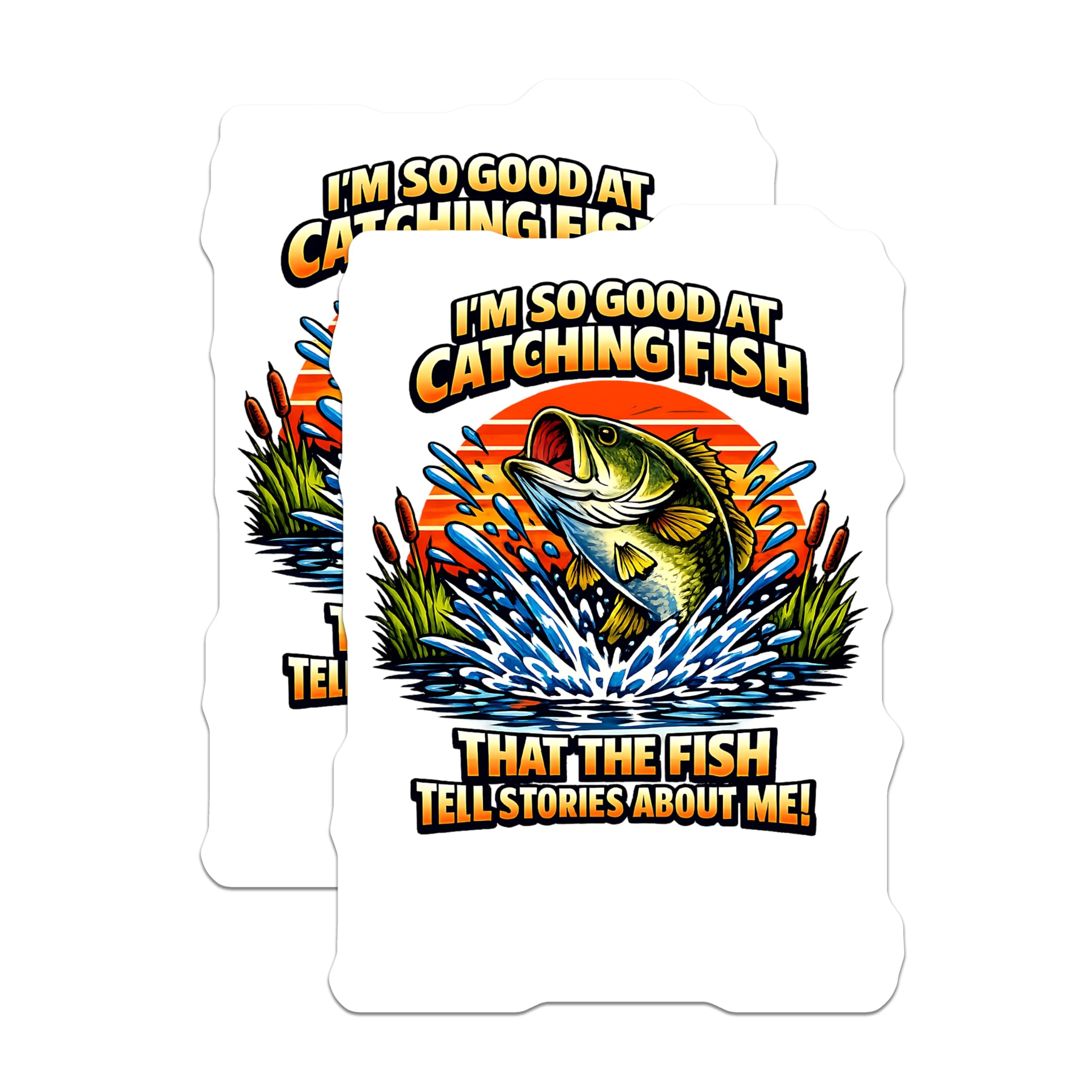 (2 Pack) Funny Fishing Magnets - Bass Catching Fish Quote - Angler Humor Decor - Fisherman Refrigerator Art - 5 Inches On Longest Side - Thick Durable Magnet - Made in USA - MAG22756