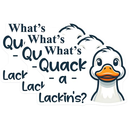 (3 Pack) Duck Decals - Whats Quackin Decal - Funny Laptop Decals - 3 Inches On Longest Side - Easy Peel & Apply - Made in USA - 3MCS4423