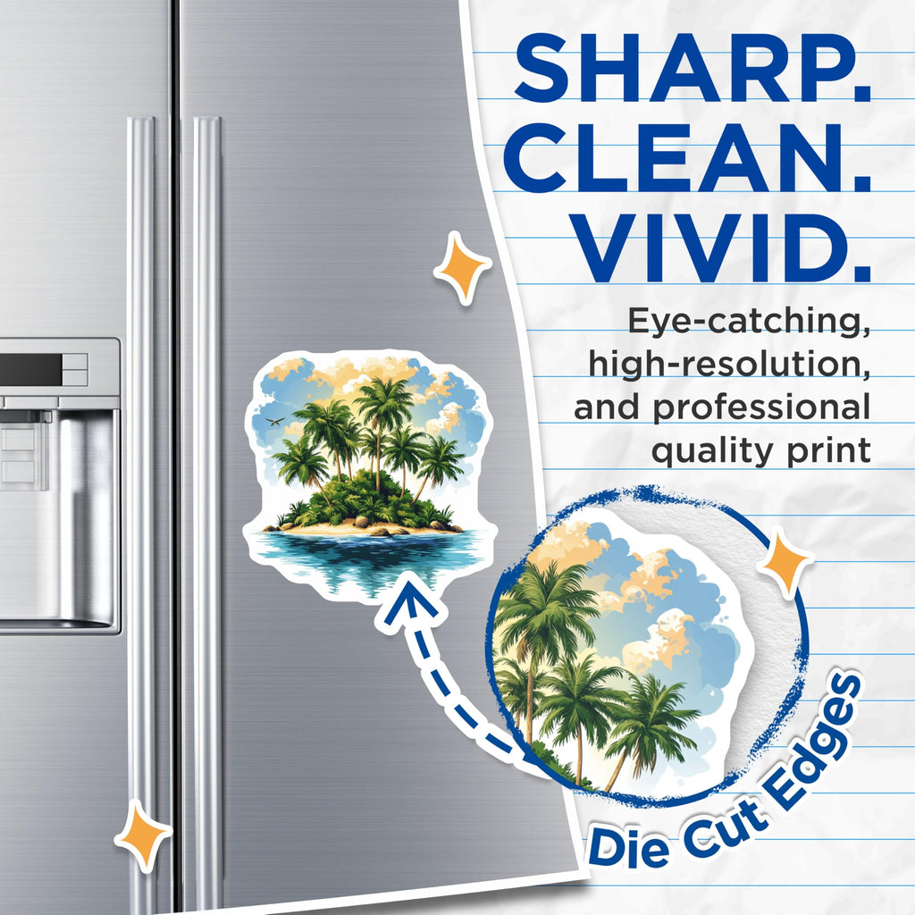 (2 Pack) Tropical Island Magnets - Beach Life Refrigerator Art - Vacation Scene Decor - Summer Paradise Souvenir - 5 Inches On Longest Side - Thick Durable Magnet - Made in USA - MAG29521