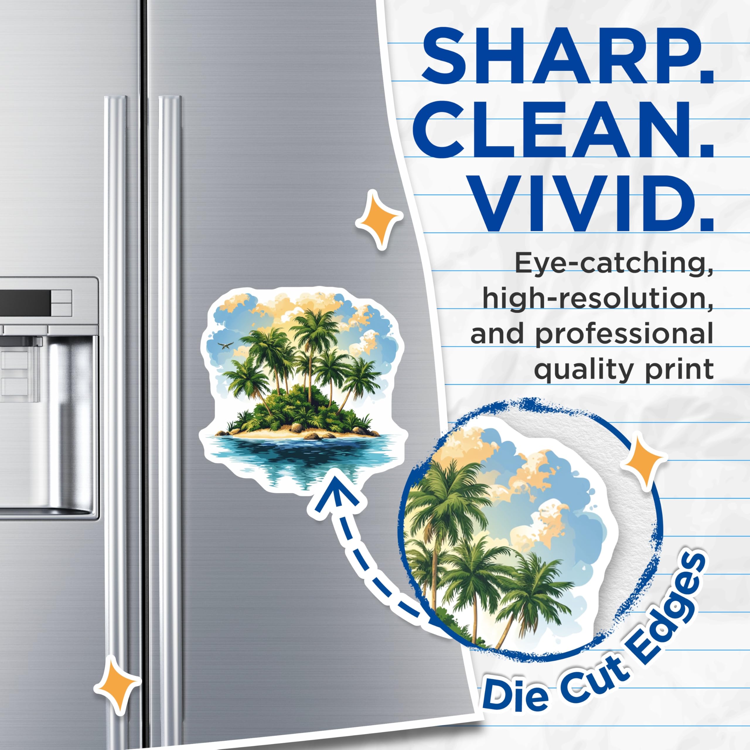 (2 Pack) Tropical Island Magnets - Beach Life Refrigerator Art - Vacation Scene Decor - Summer Paradise Souvenir - 5 Inches On Longest Side - Thick Durable Magnet - Made in USA - MAG29521