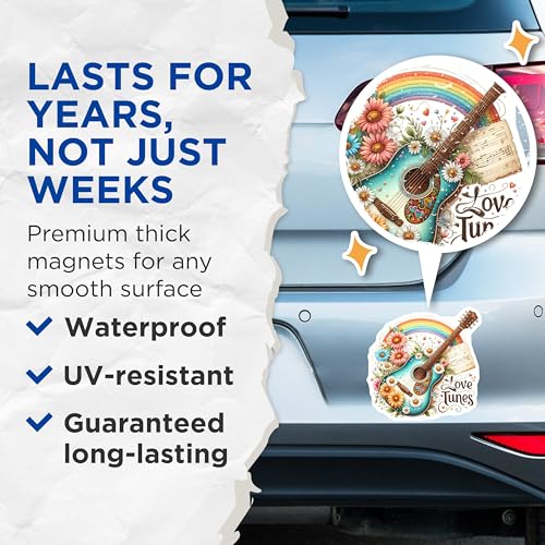 (2 Pack) Floral Guitar Magnets Magnets - Love Tunes Decor - Musical Art Decoration - 5" On Longest Side - Made in USA - Sticks to Refrigerators & Metal Surfaces - MAG8851