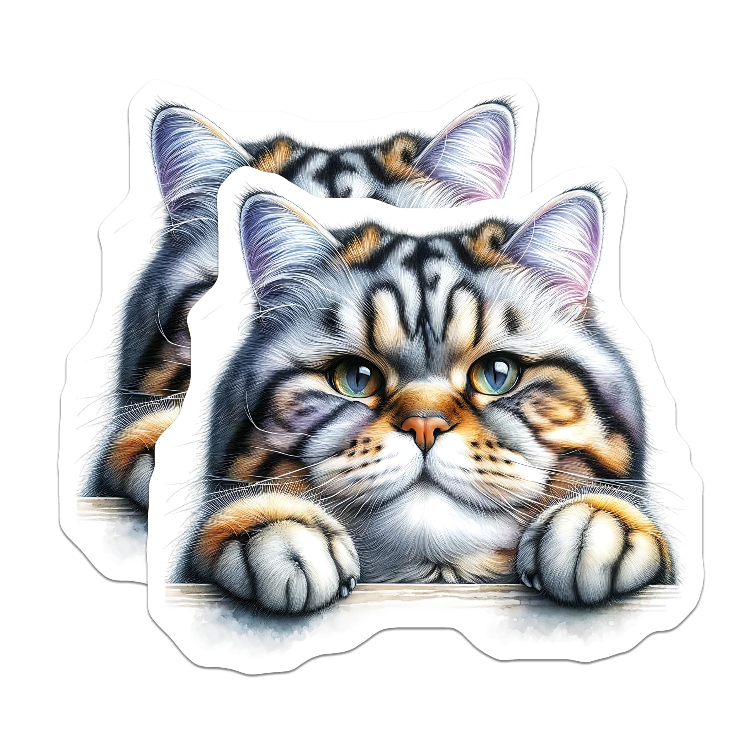 (2 Pack) Cat Magnets - Funny Cat Portrait - Fridge Magnets - 5" On Longest Side - Premium Magnet - for Cars, Refrigerators, Toolboxes, Lockers - Made in USA - MAG15115