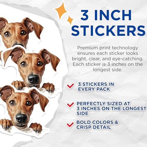 (3 Pack) Dog Breed Decals - Puppy Peek Decal - Cute Pet Laptop - 3 Inches On Longest Side - Easy Peel & Apply - Made in USA - 3MCS8612