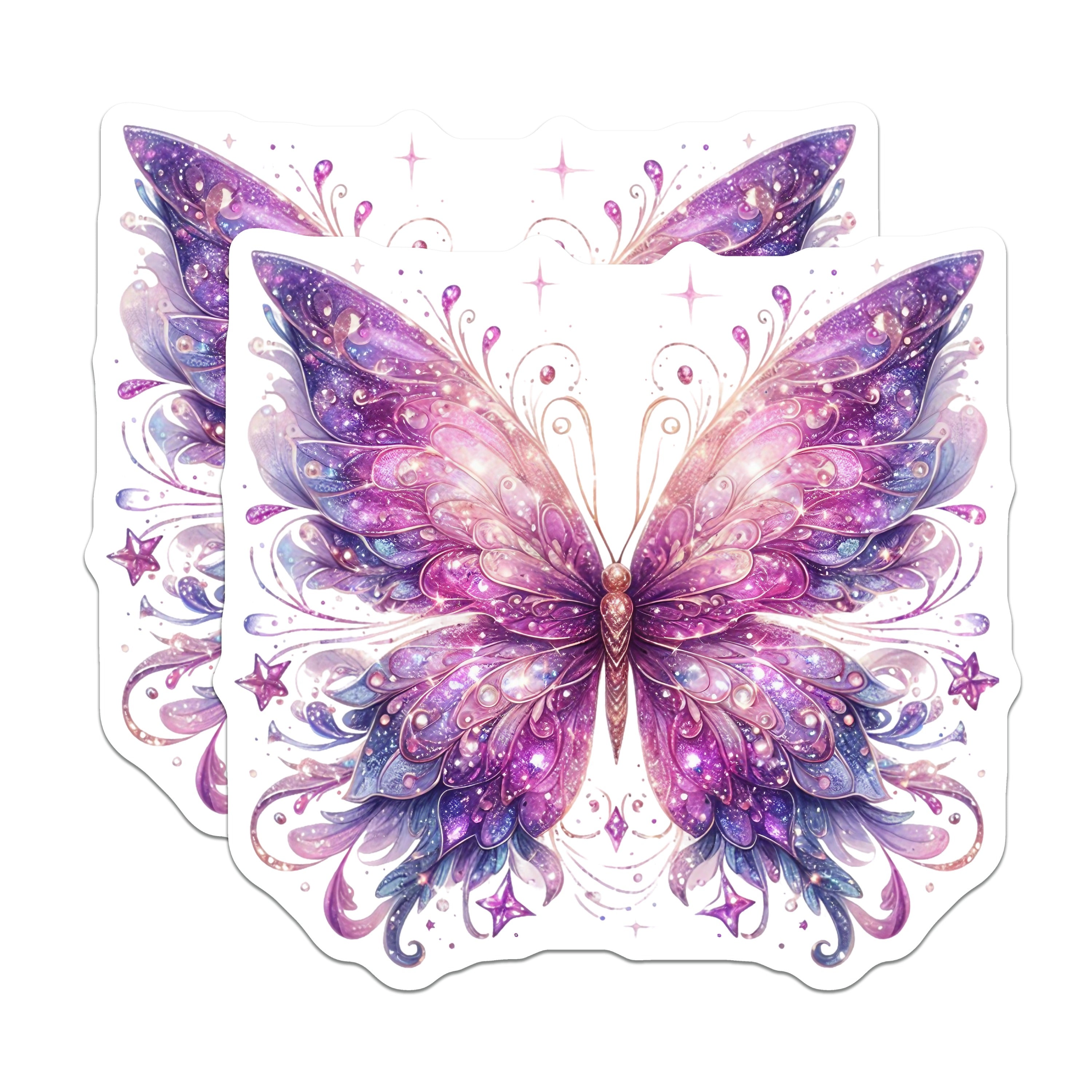(2 Pack) Sparkling Butterfly Magnets - Fairycore Decor - Whimsical Fridge Accessory - 5 Inches On Longest Side - Thick Durable Magnet - Made in USA - MAG38089
