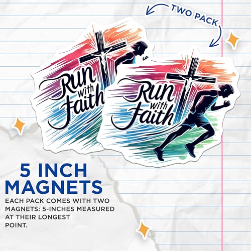 (2 Pack) Inspirational Christian Quote Magnet - Motivational Sports Decor - 5" On Longest Side - Sticks to Smooth Flat Surfaces - Made in USA - MAG9638