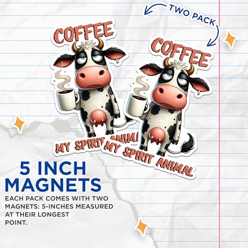 (2 Pack) Coffee My Spirit Animal Magnets - Fun Kitchen Decor Magnets - Cute Animal Magnets- 5" On Longest Side - for Fridges, Toolboxes, Cars - Made in USA - MAG2774