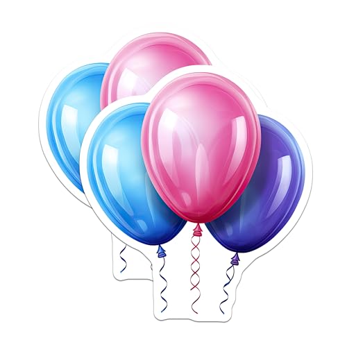 (2 Pack) Colorful Balloon Stickers - Party Decor - Celebration Accessories - 5" On Longest Side - Sticks to Smooth Flat Surfaces - Made in USA - BMCS6882