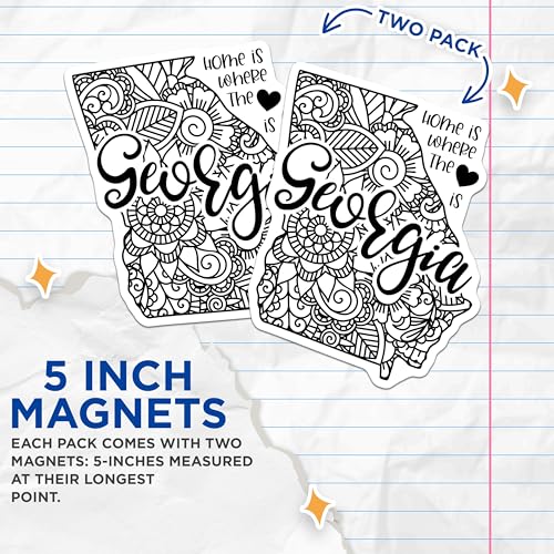 (2 Pack) Georgia Home Sweet Home Magnets Magnets - State Pride - Artistic Design - 5" On Longest Side - Made in USA - Sticks to Refrigerators & Metal Surfaces - MAG9056