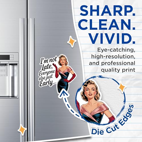 (2 Pack) Funny Retro Magnets - I'm Not Late Magnets - Everyone Else is Early Magnets - Vintage Humor Magnets- 5" On Longest Side - for Fridges, Toolboxes, Cars - Made in USA - MAG2570