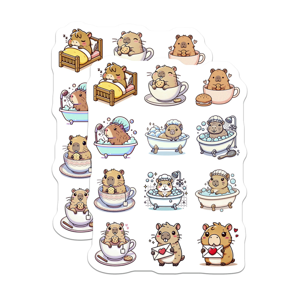 (2 Pack) Cute Capybara Magnets - Kawaii Animal Fridge Magnets - Cozy Bathtub Teacup Decor - Whimsical Locker Planner Accents - 5 Inches On Longest Side - Thick Durable Magnet - Made in USA - MAG36918