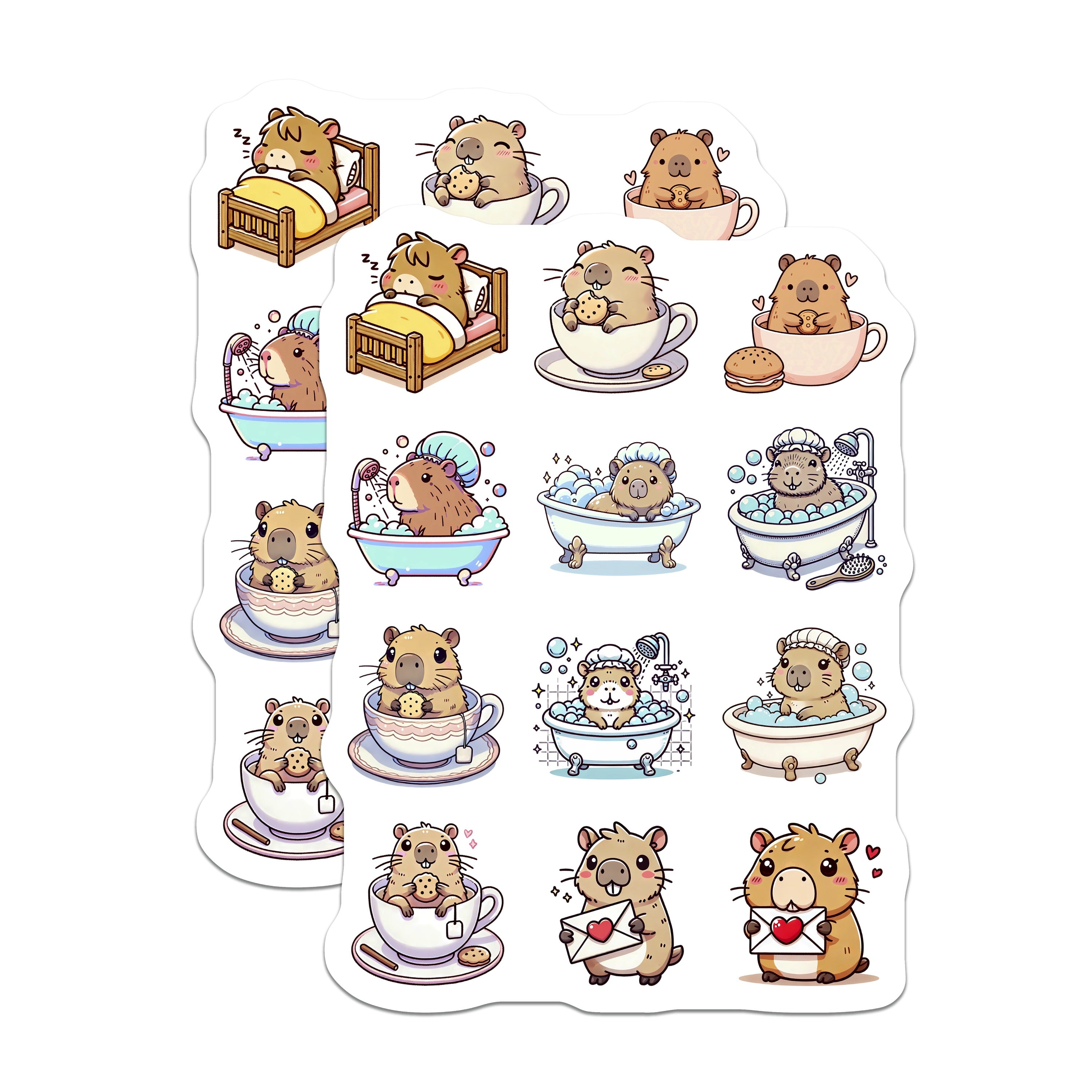 (2 Pack) Cute Capybara Magnets - Kawaii Animal Fridge Magnets - Cozy Bathtub Teacup Decor - Whimsical Locker Planner Accents - 5 Inches On Longest Side - Thick Durable Magnet - Made in USA - MAG36918