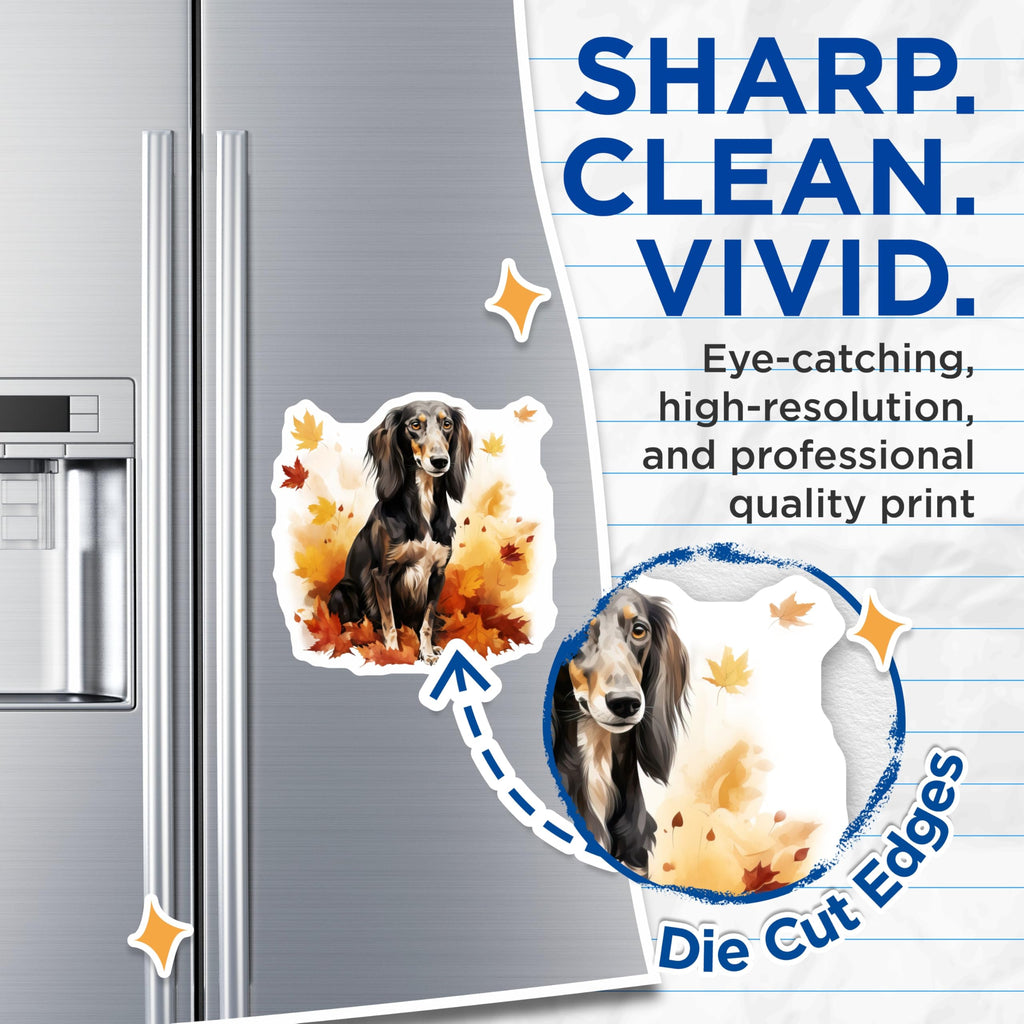 (2 Pack) Long Haired Dachshund Magnets - Autumn Fall Decor - Dog Lover Accents - 5 Inches On Longest Side - Thick Durable Magnet - Made in USA - MAG26854