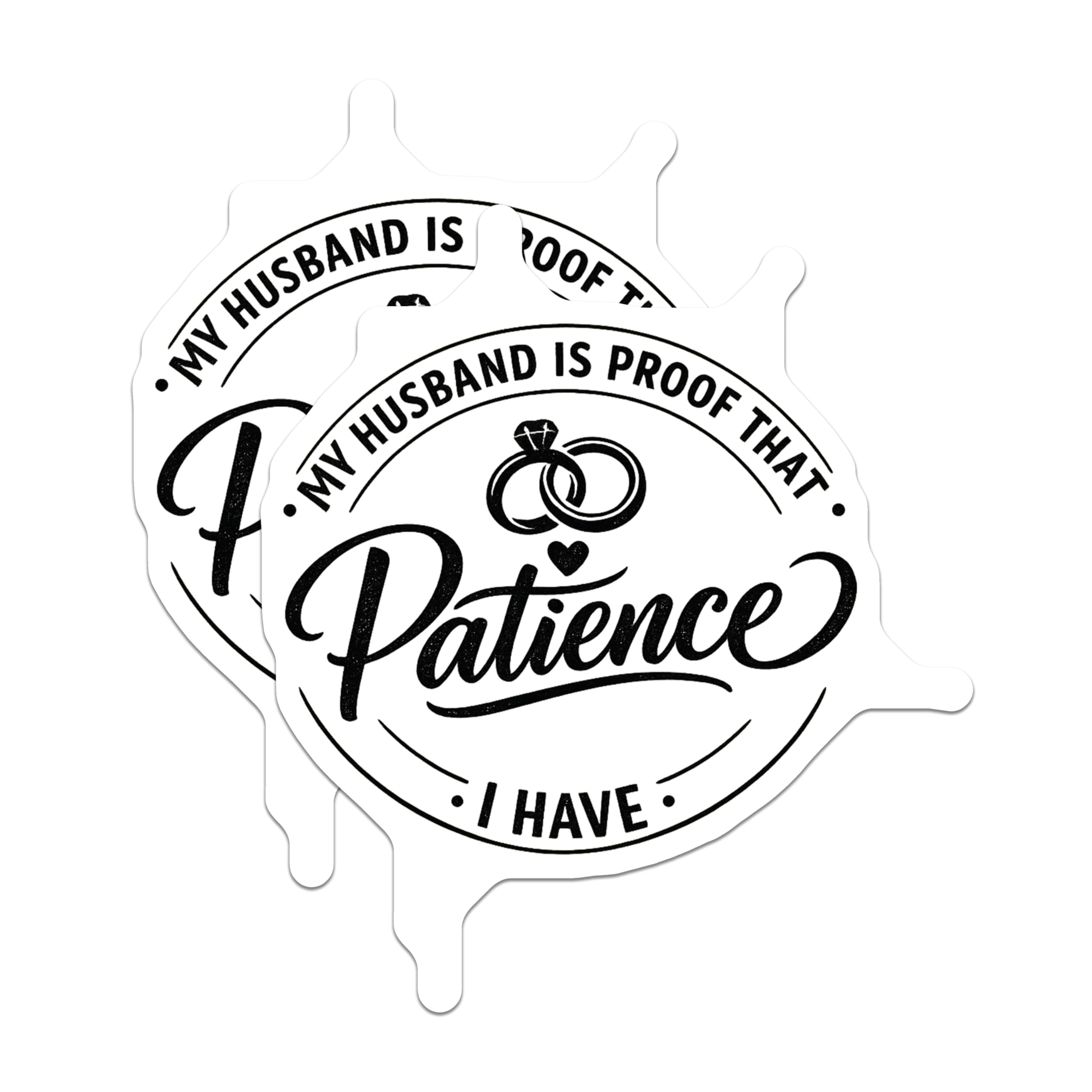 (2 Pack) Funny Husband Patience Stickers - Wifey Life Humor - Marriage Quote Decal - 5" On Longest Side - Sticks to Smooth Flat Surfaces - Made in USA - BMCS20993
