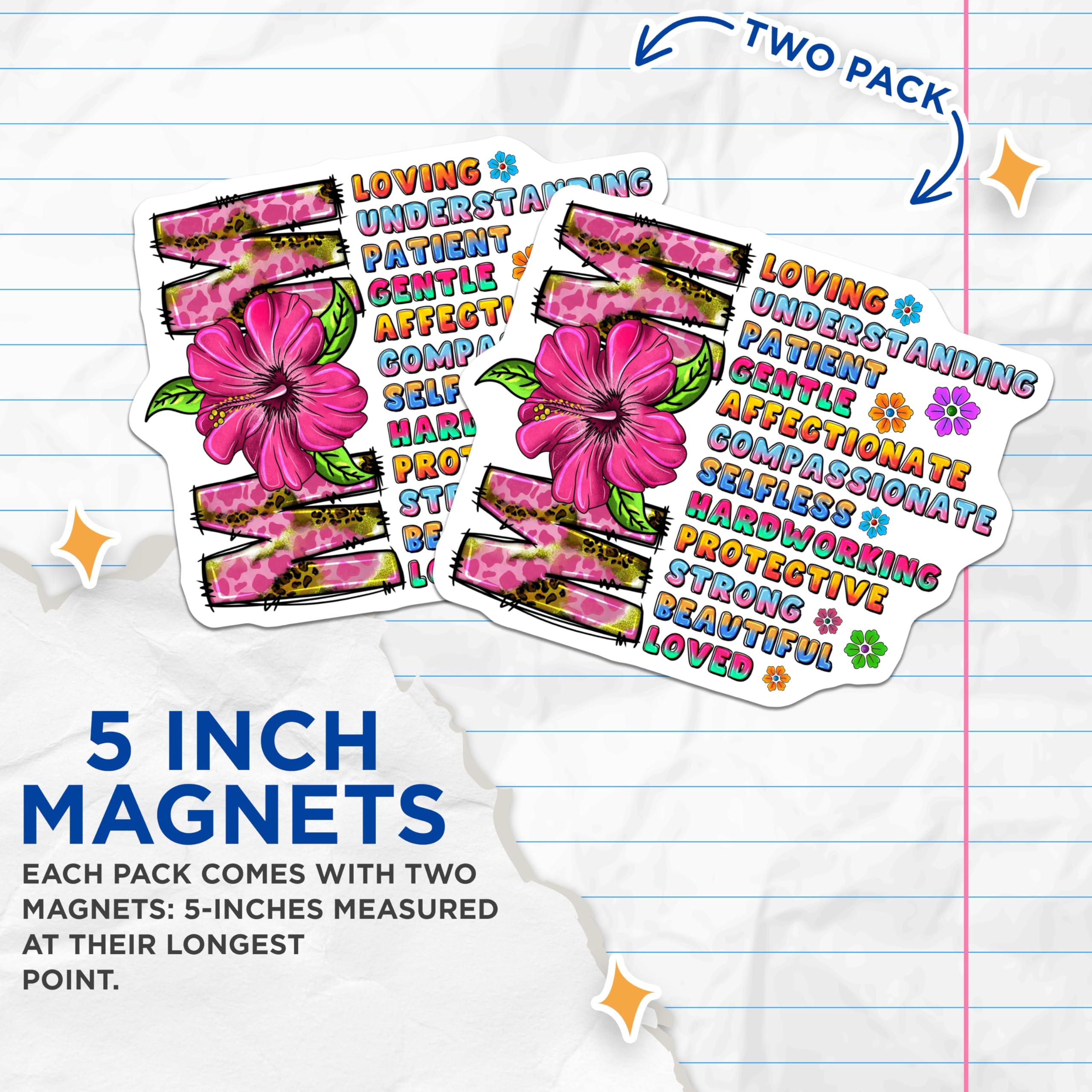 (2 Pack) Mom Affirmation Magnets - Mothers Day Appreciation - Pink Cow Print Decor - 5 Inches On Longest Side - Thick Durable Magnet - Made in USA - MAG26432