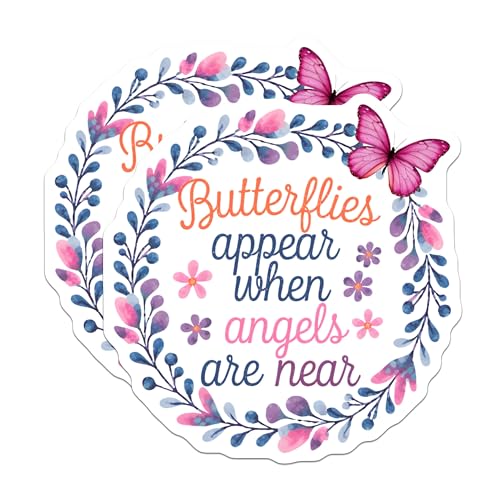 (2 Pack) Inspirational Butterfly Quote Stickers - Motivational Floral Design Stickers - Positive Message Stickers - 5" On Longest Side - Sticks to Smooth Flat Surfaces - Made in USA - BMCS3990